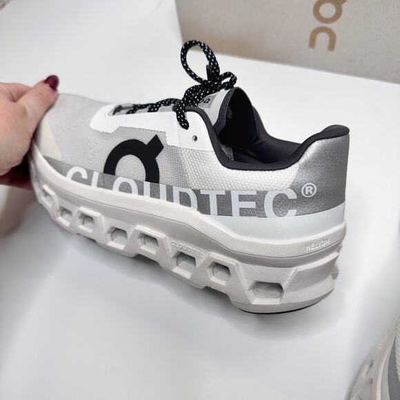 On Cloudmonster All White Long Distance Running Sneakers Tennis Shoes Womens 9.5 - Picture 10 of 12